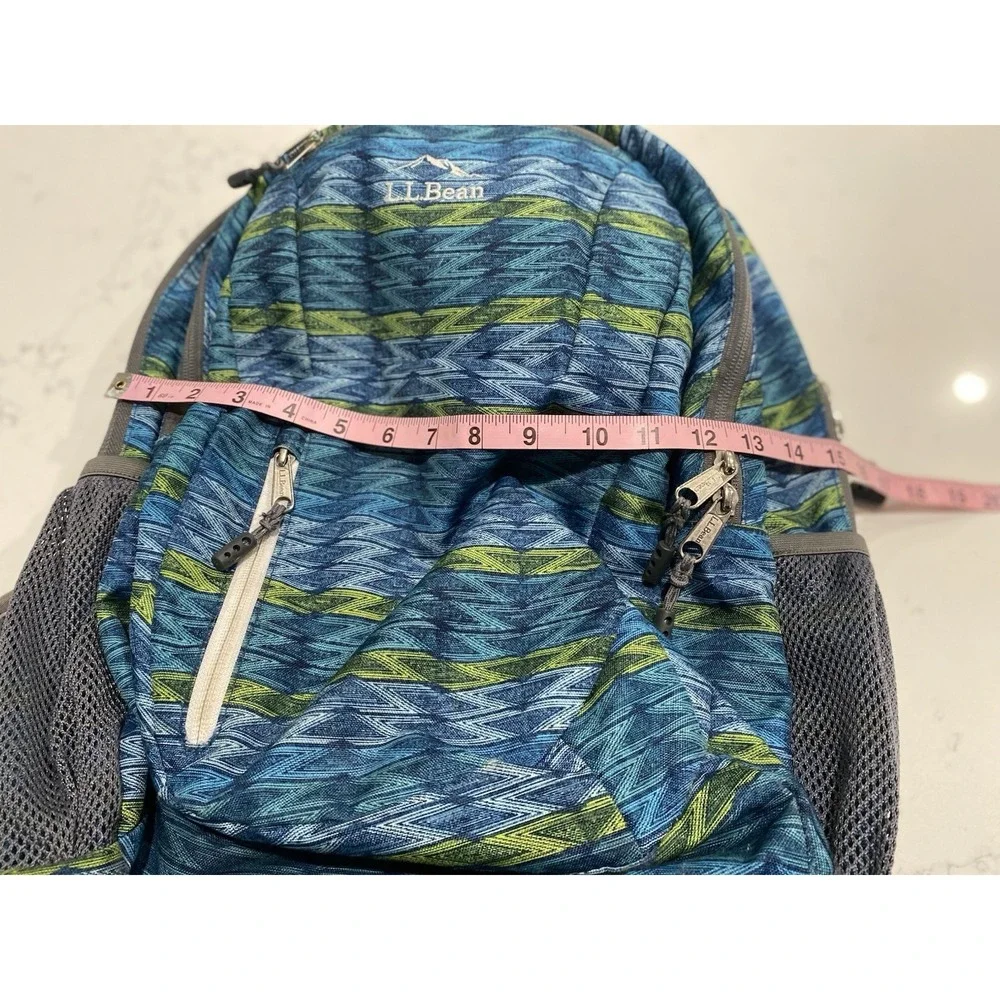 LL Bean Deluxe Book Bag 37L Citron Geo Print Backpack Laptop Pocket